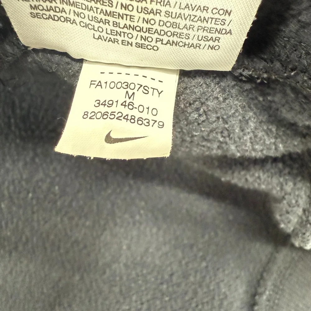 Nike Men's M Full Zip Fleece Jacket 349146-010 Black Athletic White Swoosh Y2K‎